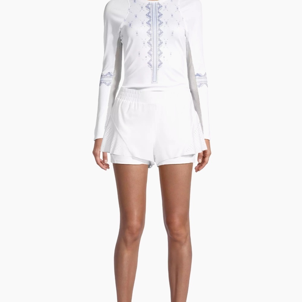 Large NWT - Lucky in Love - White Hype Double-Layered Ruffled Shorts